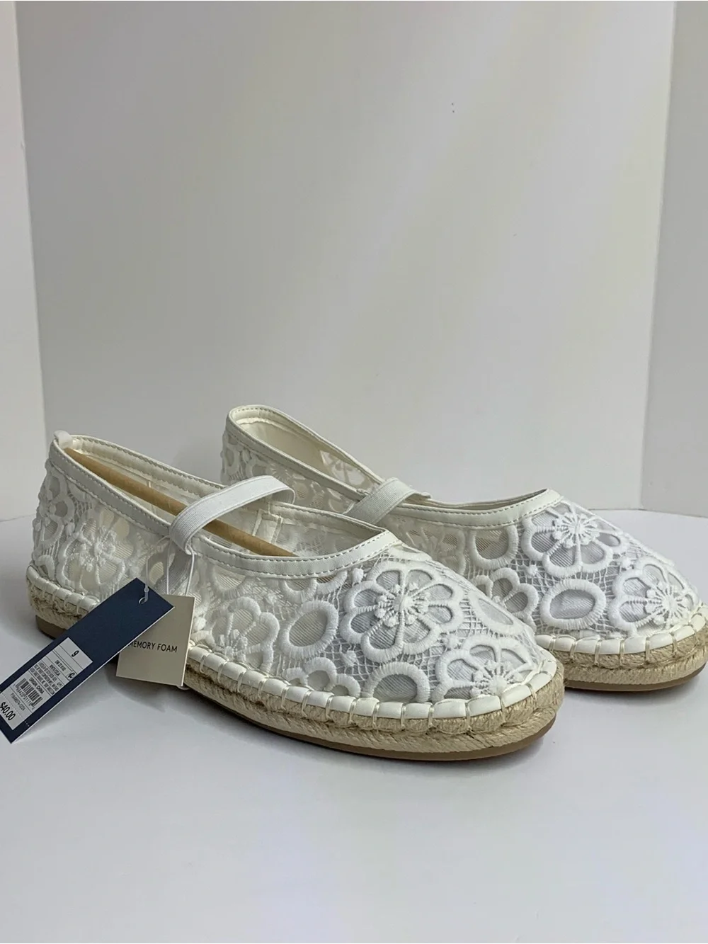 Women's White Lace Espadrille Flats